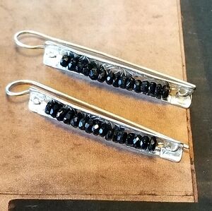Rare Silpada Sterling Silver & Black Bead Earrings